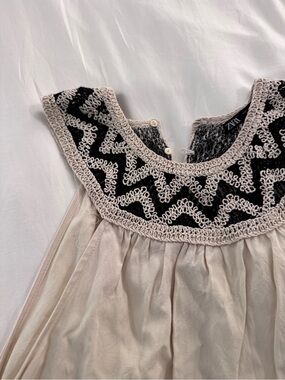 Zara Embroidered High Neck Top in Black & Cream